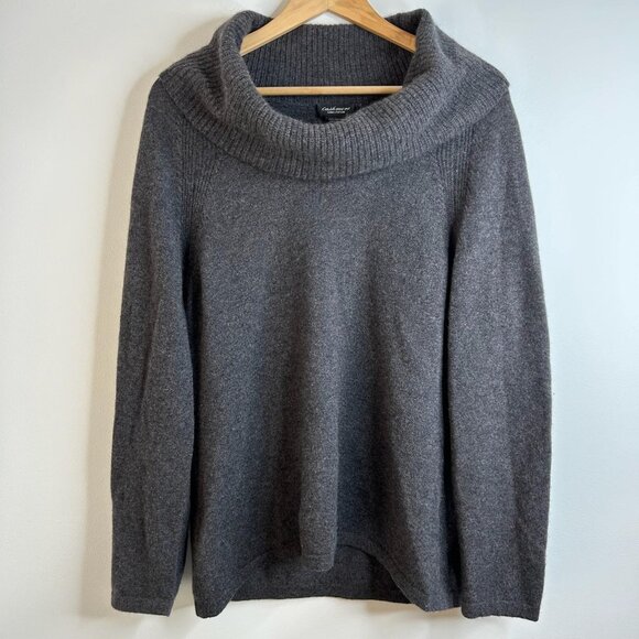 Lord & Taylor Cashmere Sweater Womens XL Gray Cowl Neck 100% Cashmere Pullover - Picture 1 of 8